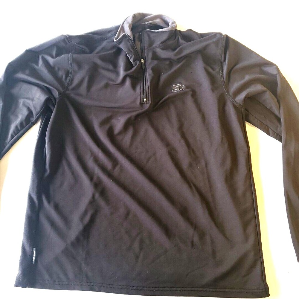 Mens STARTER Black Golf Pullover Light weight‎ sweater Large Star Fit  1/4 Zip